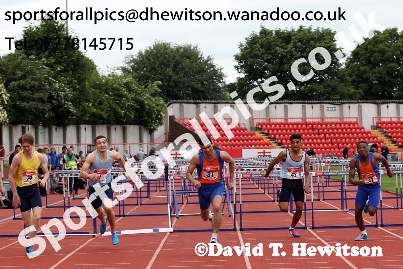 Senior boys 110 metres hurdles, English Schools Track and Field. Photo: David T. Hewitson/Sports for All Pics